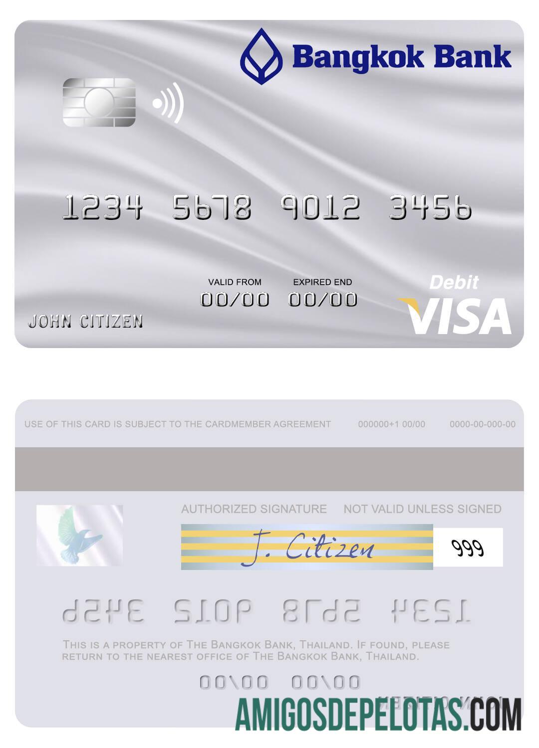 Cartão de débito Visa do Banco Tailândia Bangkok modelo